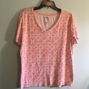 Croft & Barrow Peach Patterned Short Sleeve Top